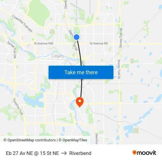 Eb 27 Av NE @ 15 St NE to Riverbend map