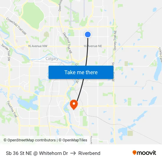 Sb 36 St NE @ Whitehorn Dr to Riverbend map