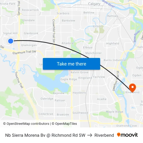 Nb Sierra Morena Bv @ Richmond Rd SW to Riverbend map