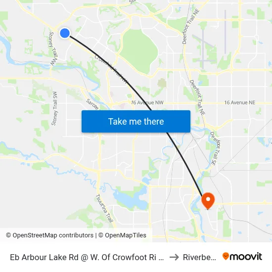 Eb Arbour Lake Rd @ W. Of Crowfoot Ri NW to Riverbend map