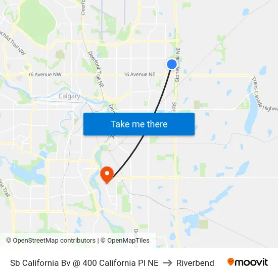 Sb California Bv @ 400 California Pl NE to Riverbend map