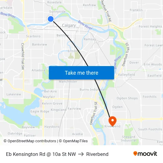 Eb Kensington Rd @ 10a St NW to Riverbend map