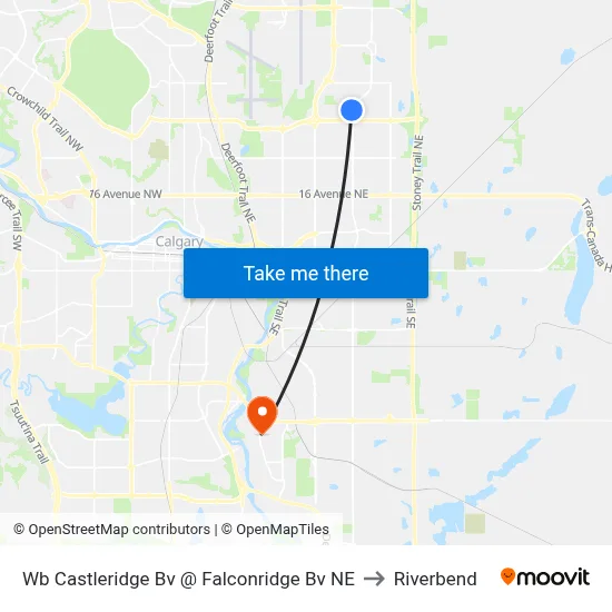 Wb Castleridge Bv @ Falconridge Bv NE to Riverbend map