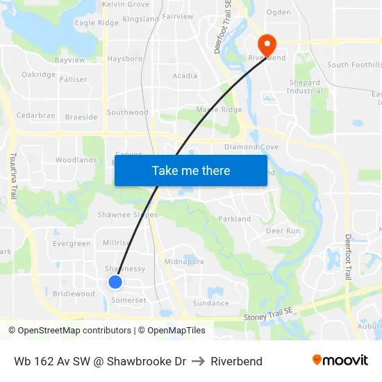 Wb 162 Av SW @ Shawbrooke Dr to Riverbend map