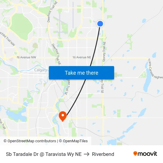 Sb Taradale Dr @ Taravista Wy NE to Riverbend map