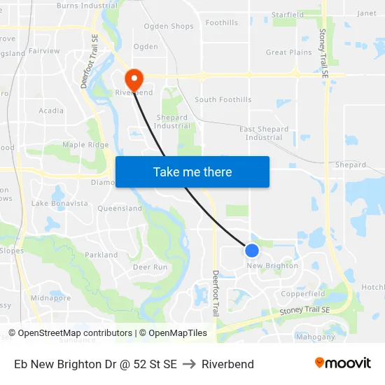 Eb New Brighton Dr @ 52 St SE to Riverbend map
