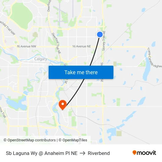 Sb Laguna Wy @ Anaheim Pl NE to Riverbend map