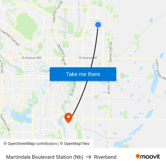 Martindale Boulevard Station (Nb) to Riverbend map