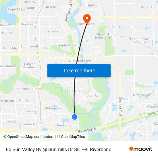 Eb Sun Valley Bv @ Sunmills Dr SE to Riverbend map