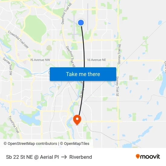 Sb 22 St NE @ Aerial Pl to Riverbend map