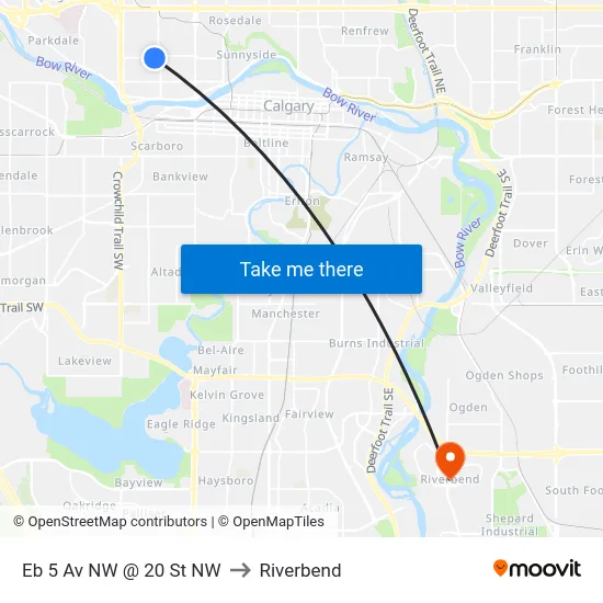 Eb 5 Av NW @ 20 St NW to Riverbend map