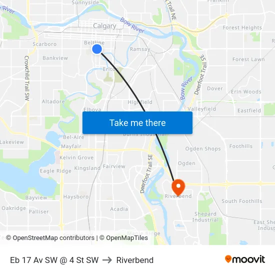 Eb 17 Av SW @ 4 St SW to Riverbend map