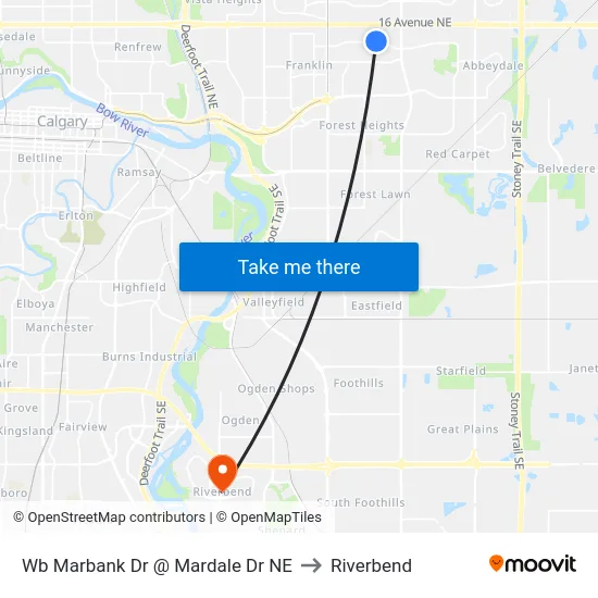 Wb Marbank Dr @ Mardale Dr NE to Riverbend map