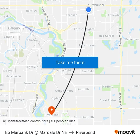 Eb Marbank Dr @ Mardale Dr NE to Riverbend map