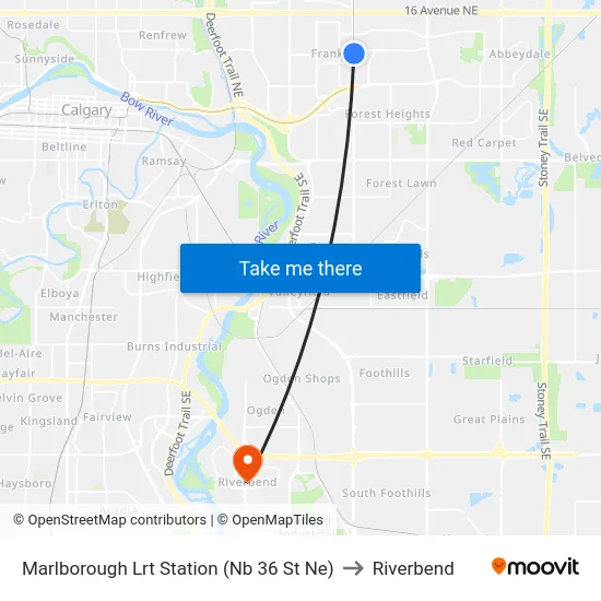 Marlborough Lrt Station (Nb 36 St Ne) to Riverbend map
