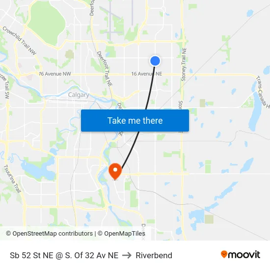 Sb 52 St NE @ S. Of 32 Av NE to Riverbend map