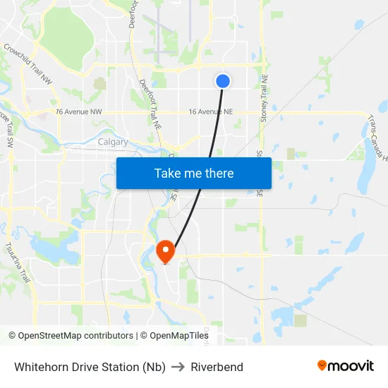 Whitehorn Drive Station (Nb) to Riverbend map