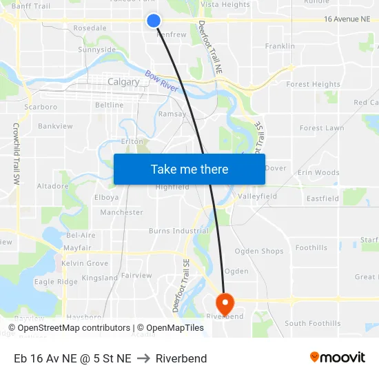 Eb 16 Av NE @ 5 St NE to Riverbend map