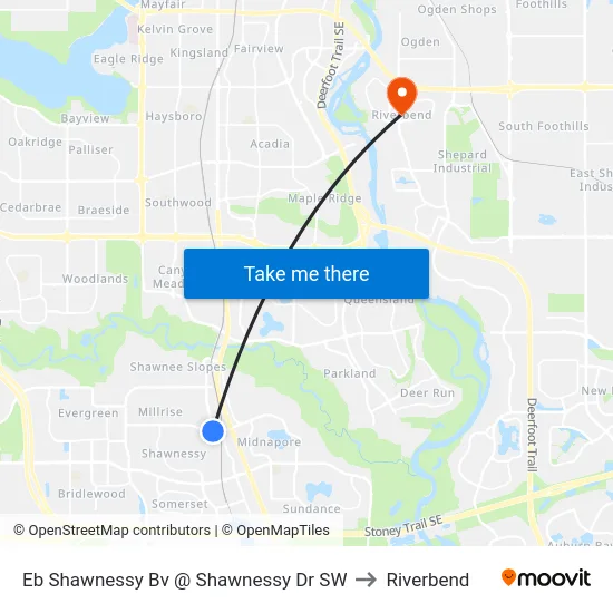 Eb Shawnessy Bv @ Shawnessy Dr SW to Riverbend map