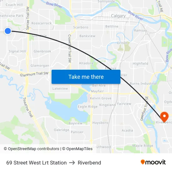 69 Street West Lrt Station to Riverbend map
