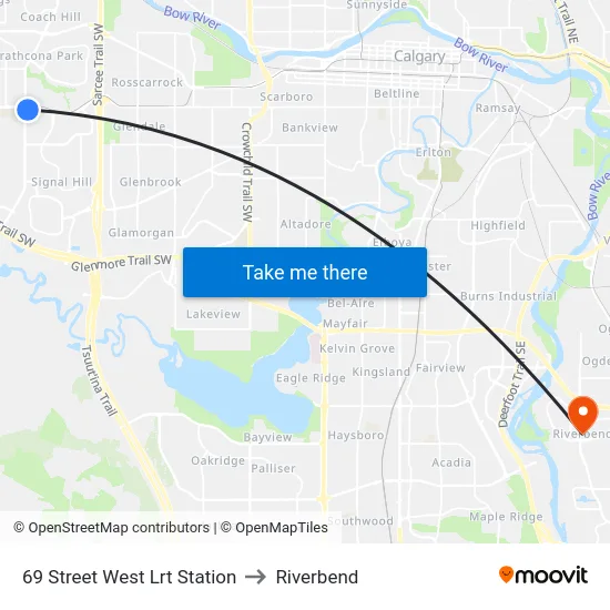 69 Street West Lrt Station to Riverbend map