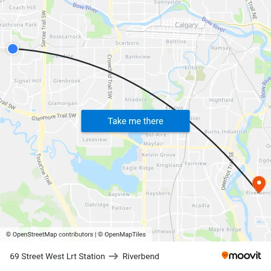 69 Street West Lrt Station to Riverbend map