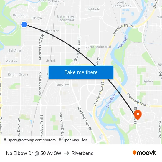 Nb Elbow Dr @ 50 Av SW to Riverbend map