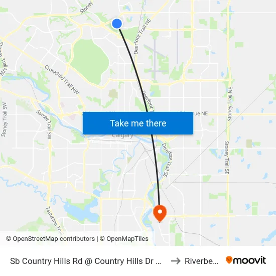 Sb Country Hills Rd @ Country Hills Dr NW to Riverbend map