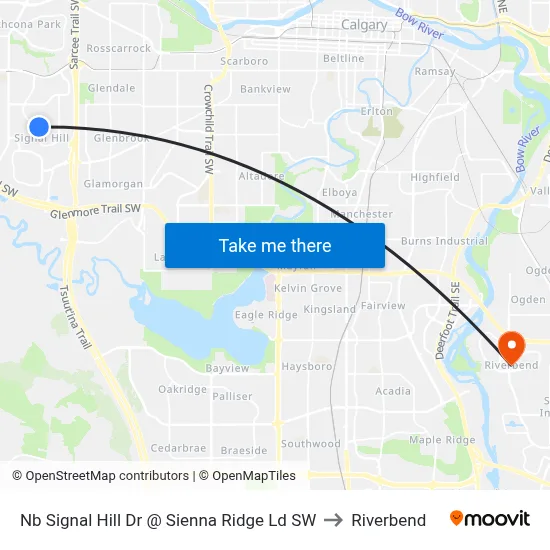 Nb Signal Hill Dr @ Sienna Ridge Ld SW to Riverbend map