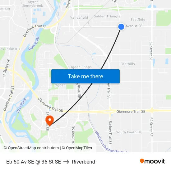 Eb 50 Av SE @ 36 St SE to Riverbend map