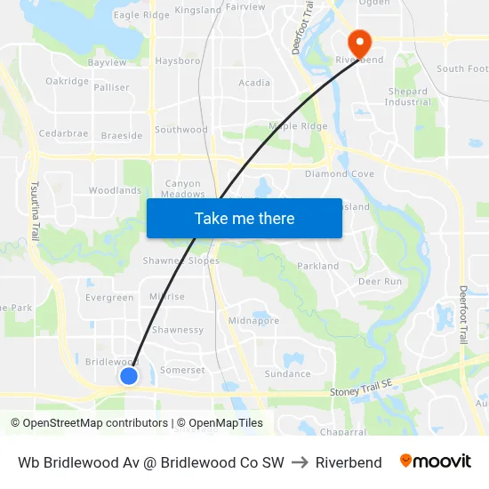 Wb Bridlewood Av @ Bridlewood Co SW to Riverbend map