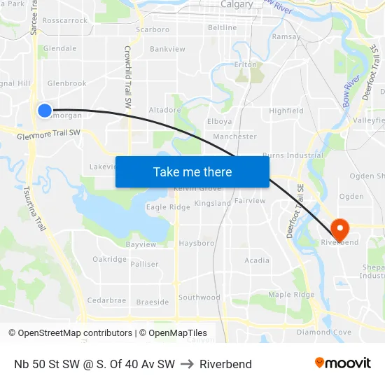 Nb 50 St SW @ S. Of 40 Av SW to Riverbend map
