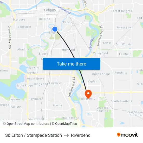 Sb Erlton / Stampede Station to Riverbend map