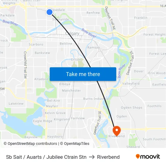 Sb Sait / Auarts / Jubilee Ctrain Stn to Riverbend map