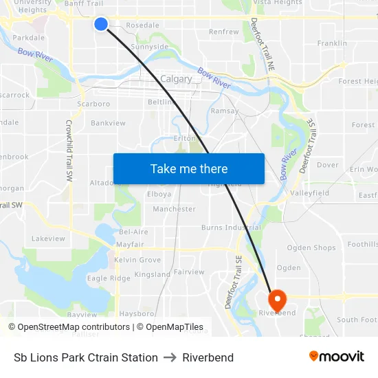 Sb Lions Park Ctrain Station to Riverbend map