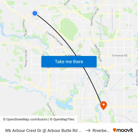 Wb Arbour Crest Dr @ Arbour Butte Rd NW to Riverbend map