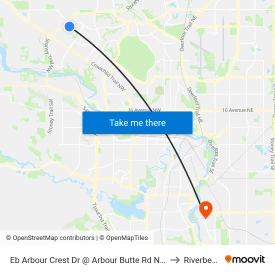 Eb Arbour Crest Dr @ Arbour Butte Rd NW to Riverbend map