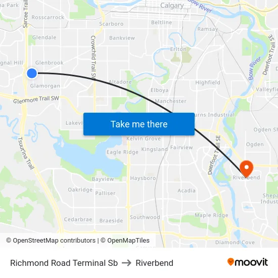 Richmond Road Terminal Sb to Riverbend map