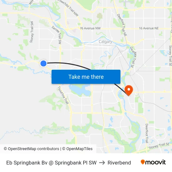 Eb Springbank Bv @ Springbank Pl SW to Riverbend map
