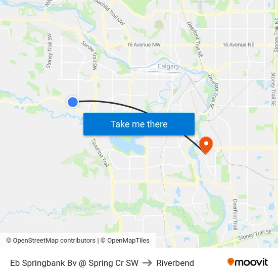 Eb Springbank Bv @ Spring Cr SW to Riverbend map