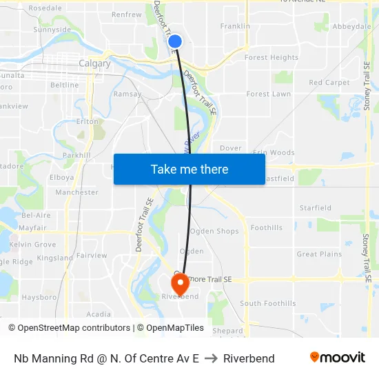 Nb Manning Rd @ N. Of Centre Av E to Riverbend map