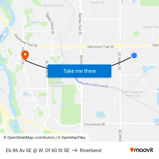 Eb 86 Av SE @ W. Of 60 St SE to Riverbend map