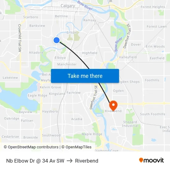 Nb Elbow Dr @ 34 Av SW to Riverbend map