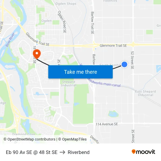 Eb 90 Av SE @ 48 St SE to Riverbend map