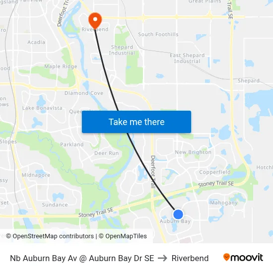 Nb Auburn Bay Av @ Auburn Bay Dr SE to Riverbend map