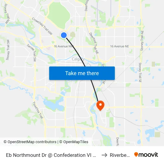 Eb Northmount  Dr @ Confederation VI NW to Riverbend map