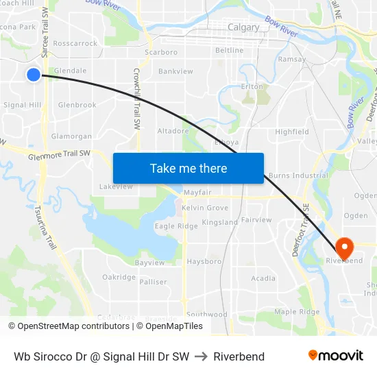Wb Sirocco Dr @ Signal Hill Dr SW to Riverbend map