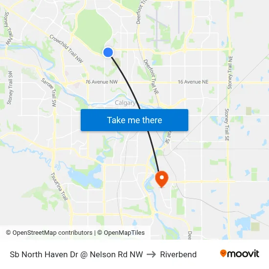 Sb North Haven Dr @ Nelson Rd NW to Riverbend map