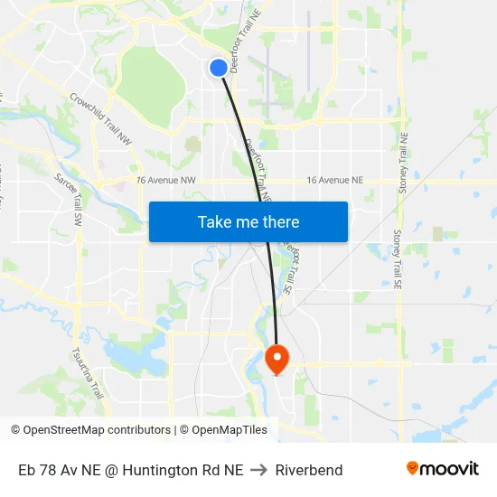Eb 78 Av NE @ Huntington Rd NE to Riverbend map