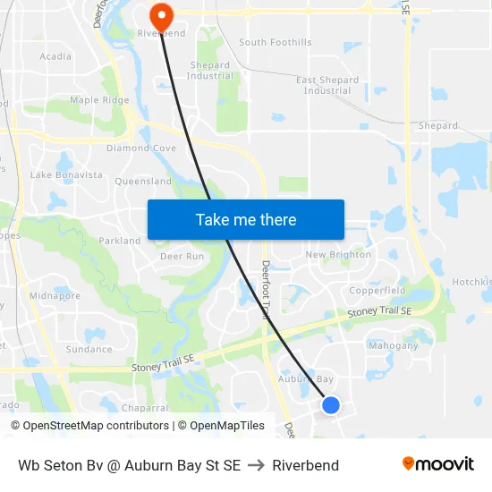 Wb Seton Bv @ Auburn Bay St SE to Riverbend map